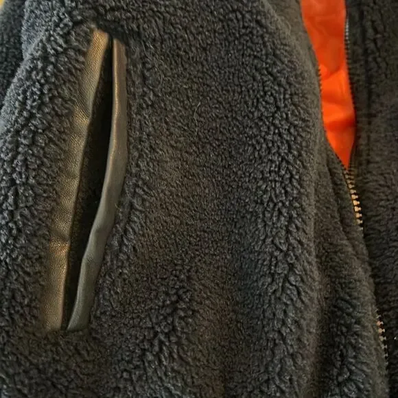 American Stitch Fleece Bomber Jacket Navy Size Small - Picture 8 of 12